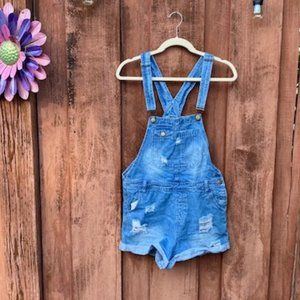 Boohoo Jean Overall Shorts